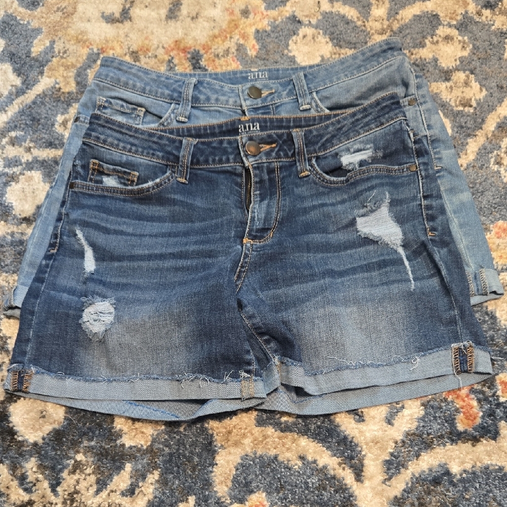 a.n.a Blue Distressed Jean Shorts